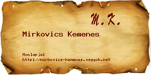 Mirkovics Kemenes névjegykártya